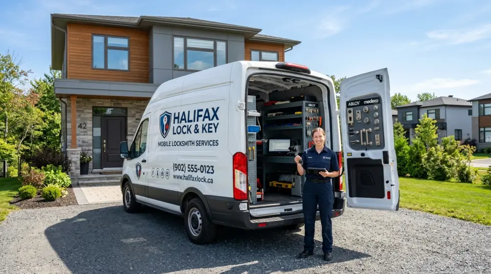 Locksmith Halifax mobile locksmith service van equipped with modern key cutting tools in Halifax NS